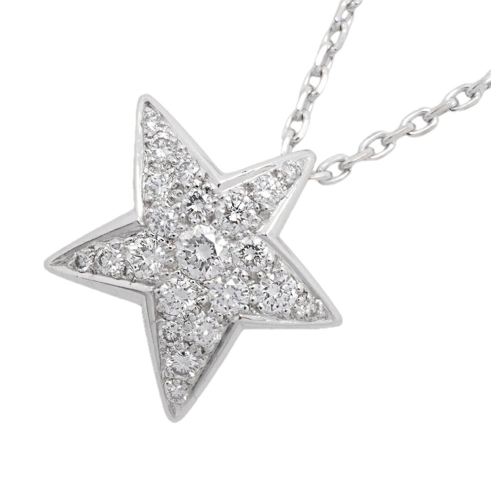 Chanel Comet Star Necklace, Large, 18K White Gold, Diamond, Women's